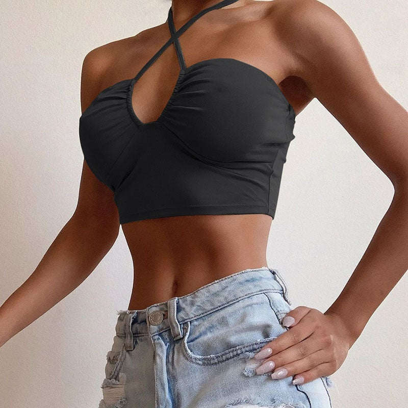 Women's Cross Lace Crop Top
