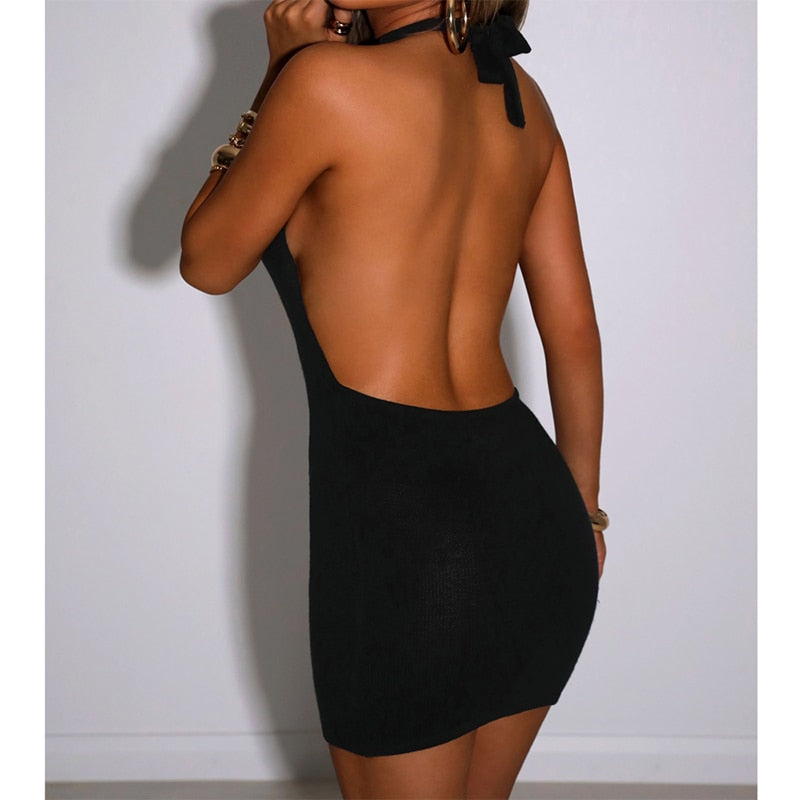 Women's Backless Sleeveless Bodycon Mini Dress