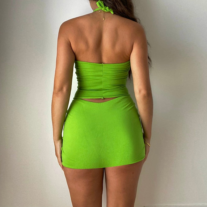 Women's 2-Piece Sleeveless Skirt/Shorts Sets