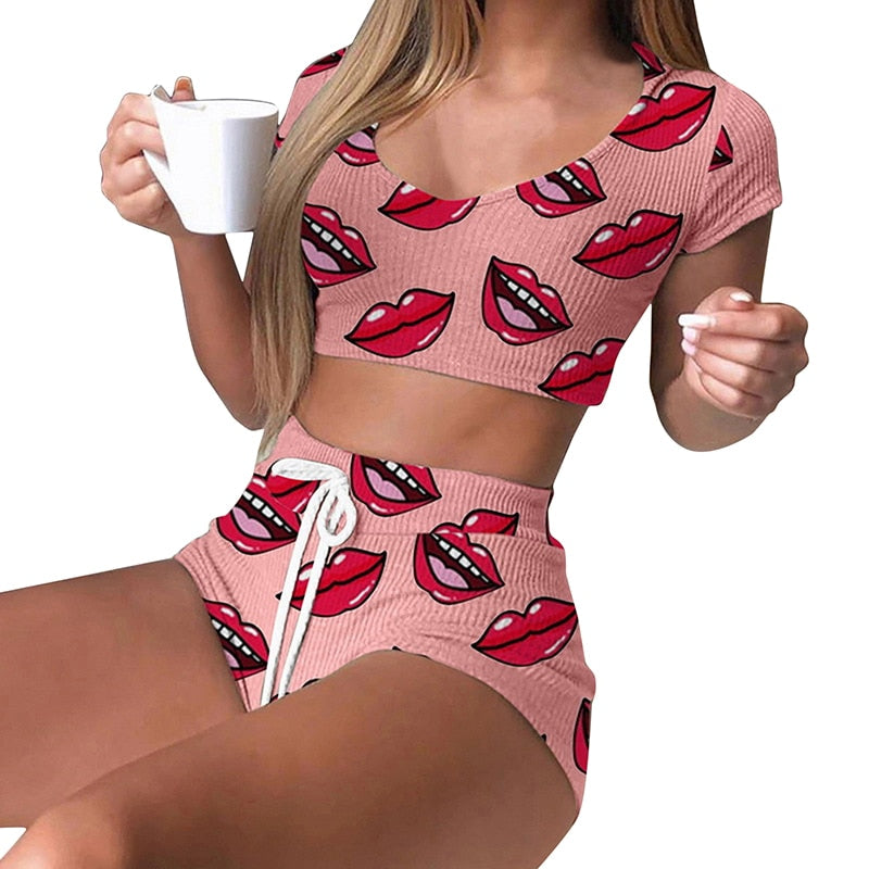 Women's Comfy Pajama Lips Set