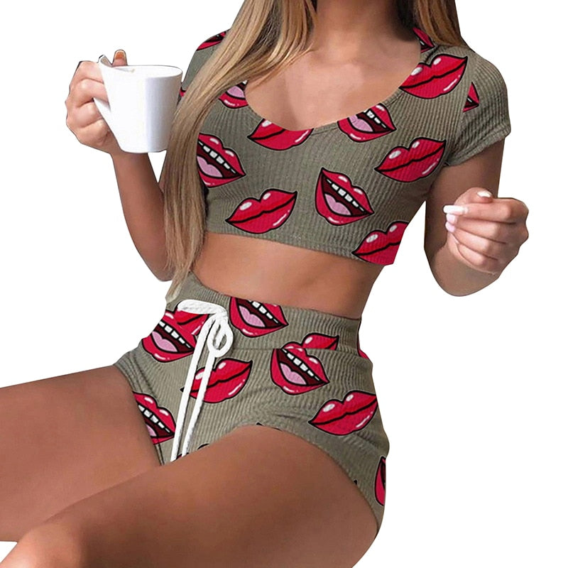 Women's Comfy Pajama Lips Set