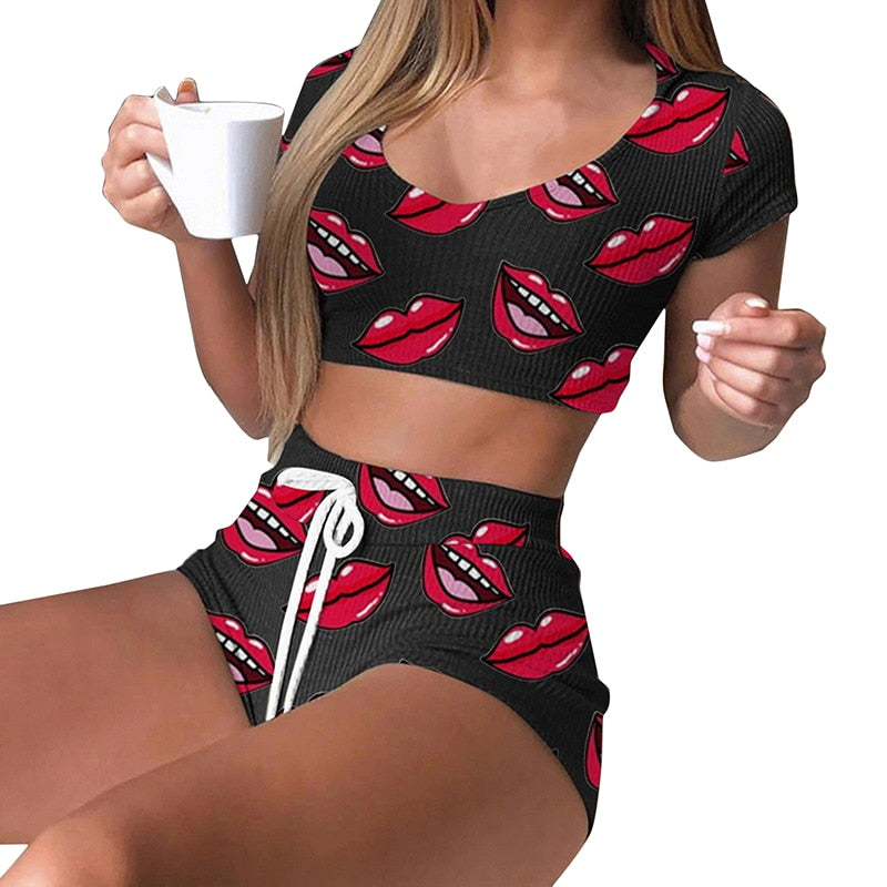 Women's Comfy Pajama Lips Set