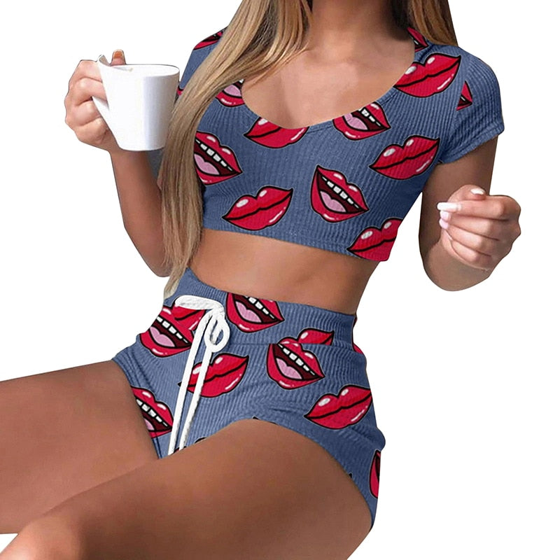 Women's Comfy Pajama Lips Set